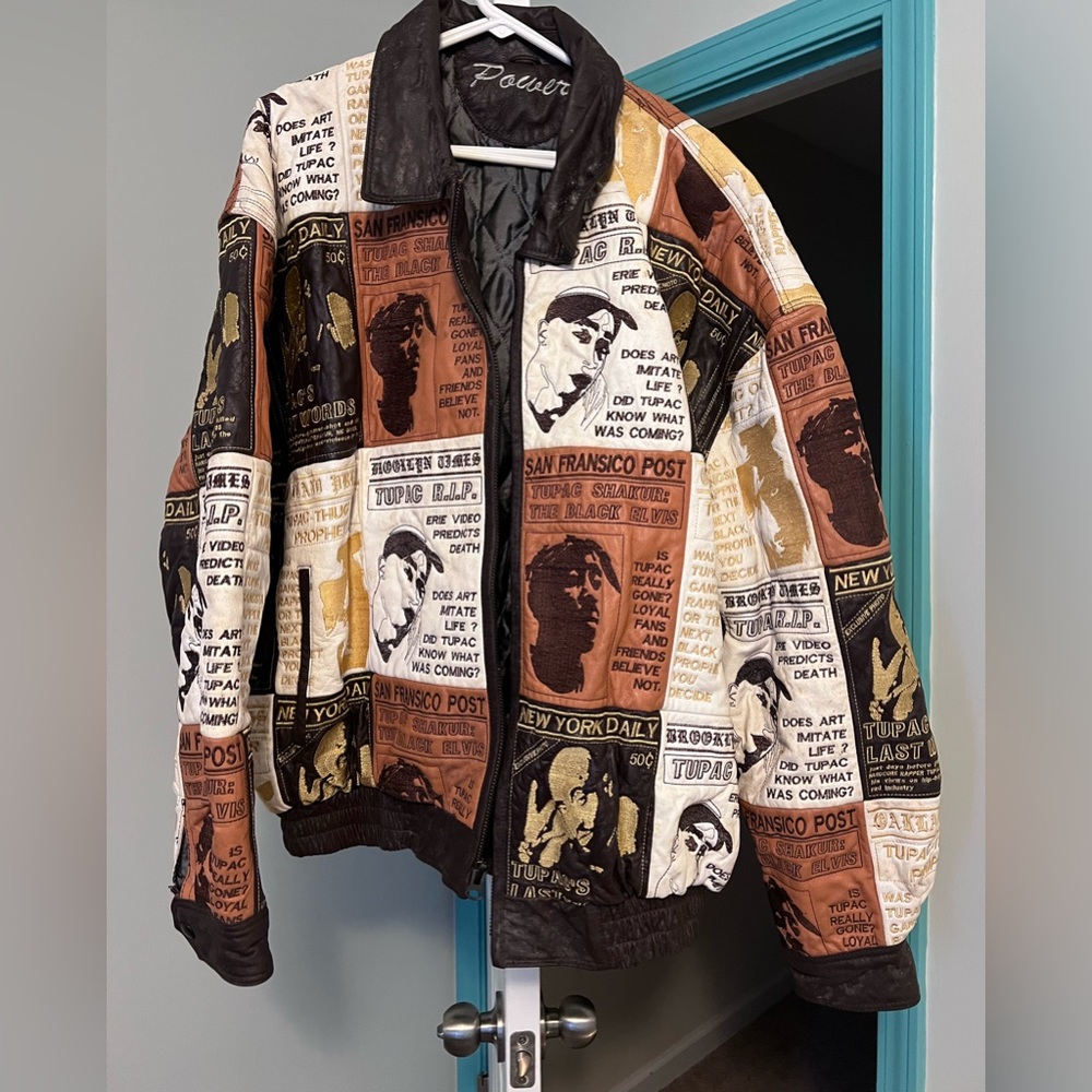 Men’s Tupac Commemorative Leather Jacket Size 5XL